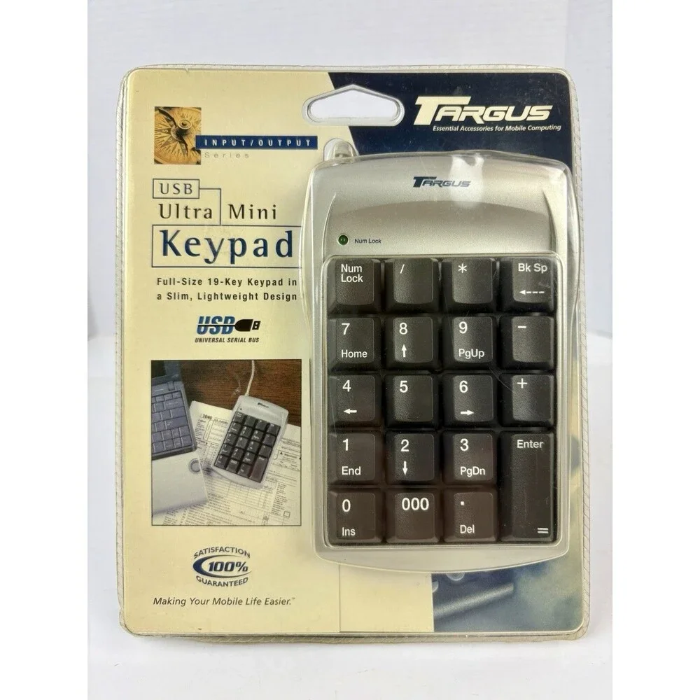 Targus PAUK10U Ultra Mini USB 19-Key Numeric Keypad Silver/Black New, Sealed.